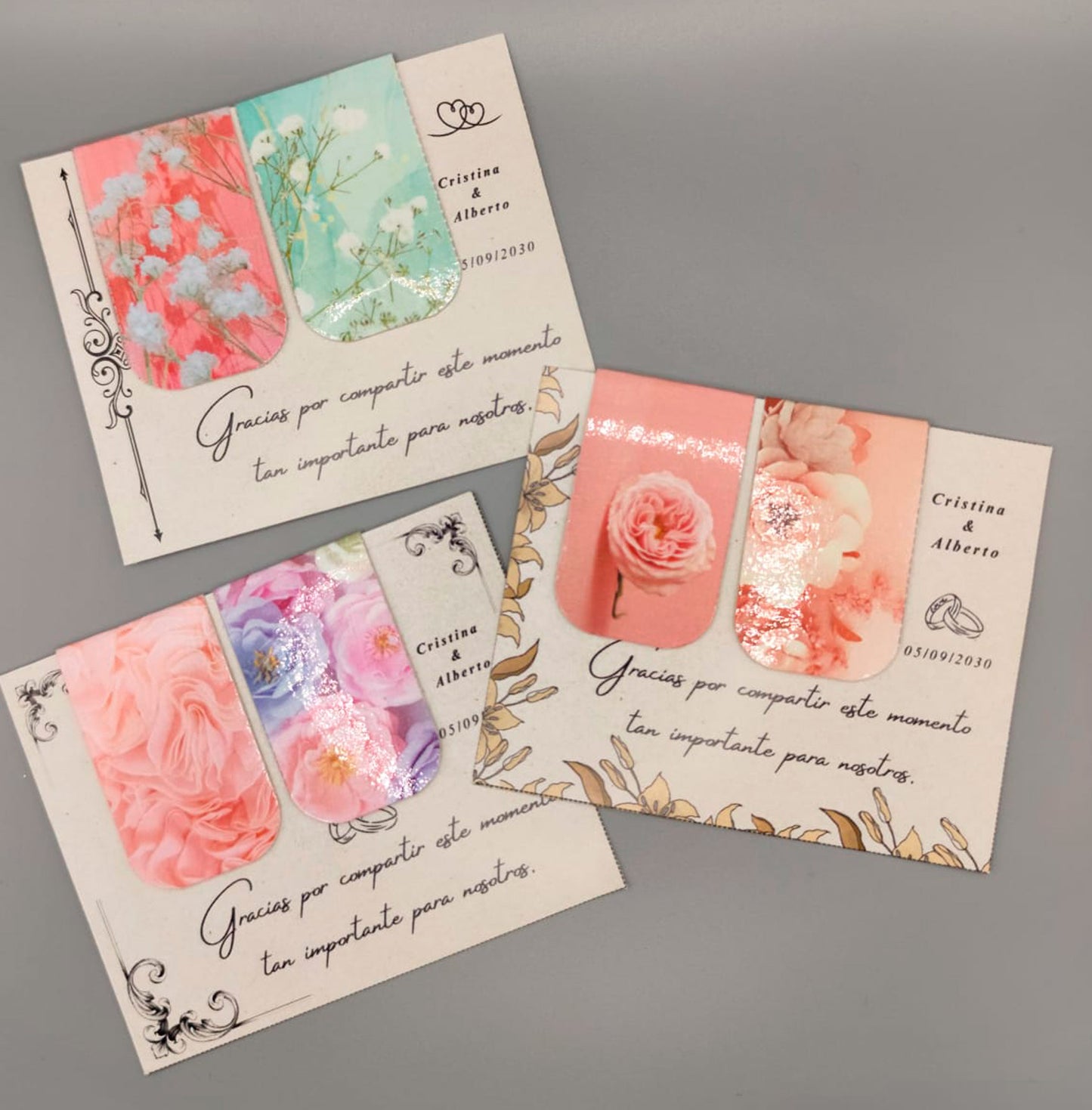 Pack de dos marcapáginas imantados florales